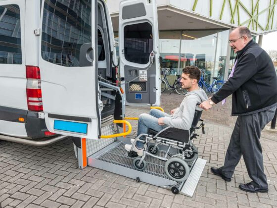 Wheelchair Lift with with a boy with a wheelchair in Rocky Mount