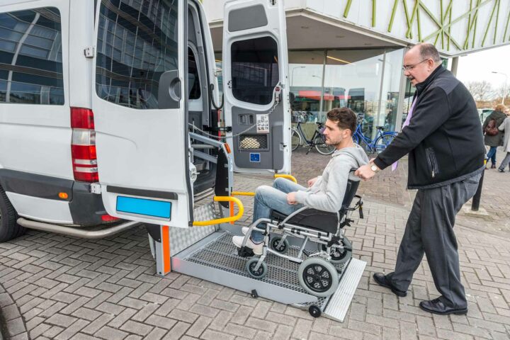 Wheelchair Lift with with a boy with a wheelchair in Rocky Mount