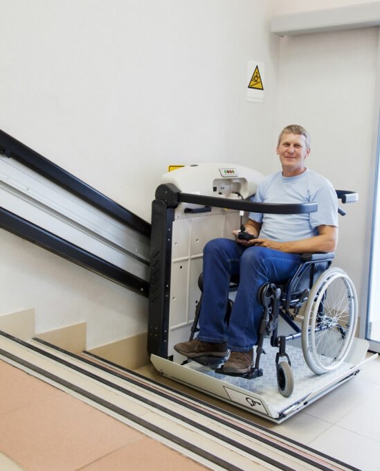 Man in a Wheelchair Lift in Hardy, Virginia